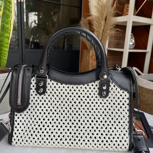 Balenciaga Weaving Classic Mini City in Black and White - Picture 5 of 14